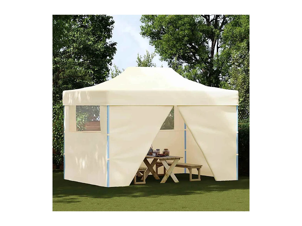 Tienda plegable con 4 paredes laterales 3 x 4,5 m Blanco crema