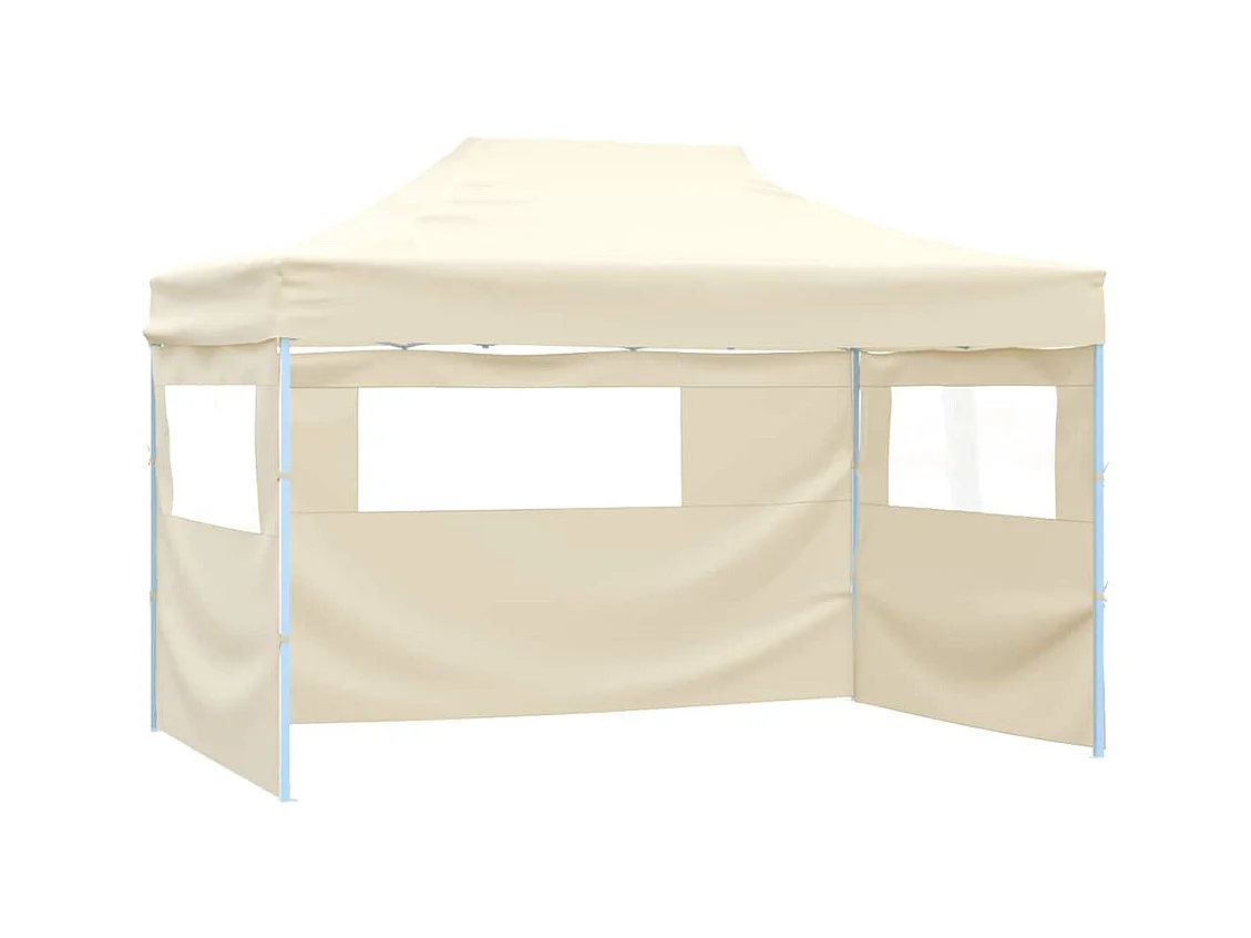 Tienda plegable con 4 paredes laterales 3 x 4,5 m Blanco crema