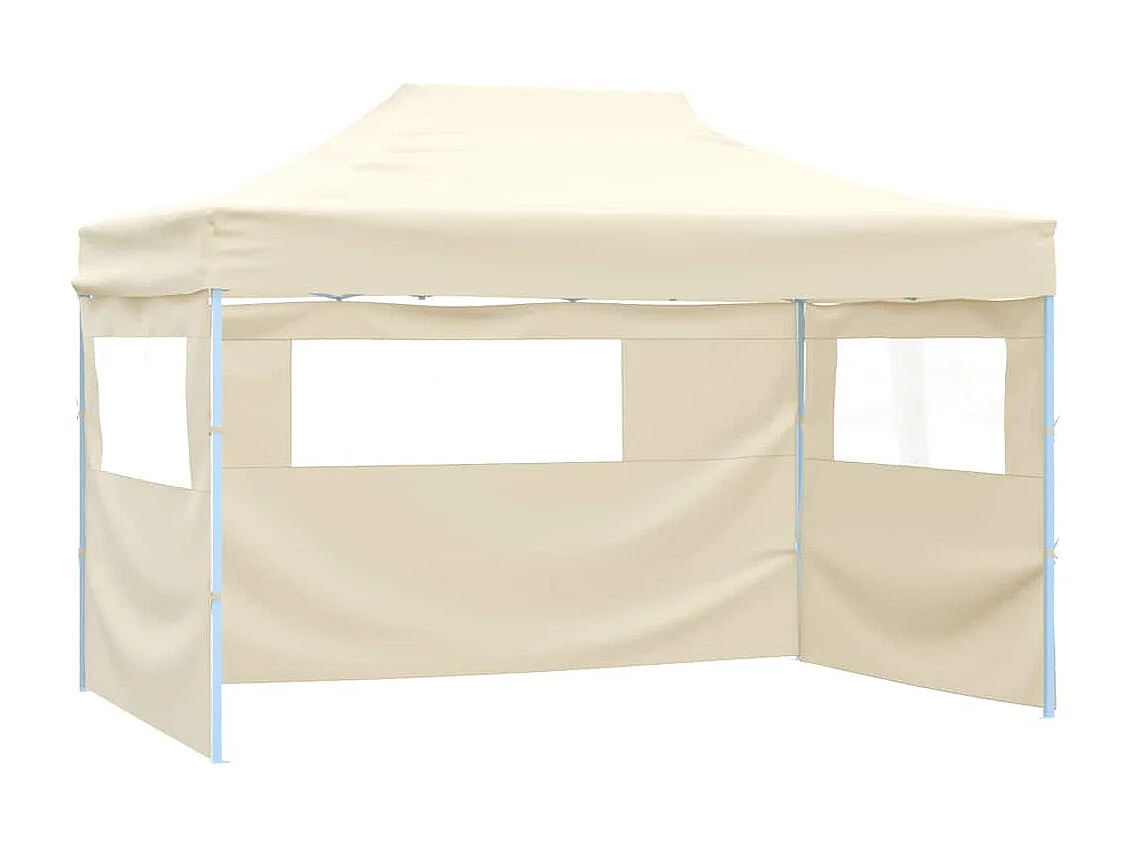 Tenda pieghevole con 4 pareti laterali 3 x 4,5 m Bianco crema