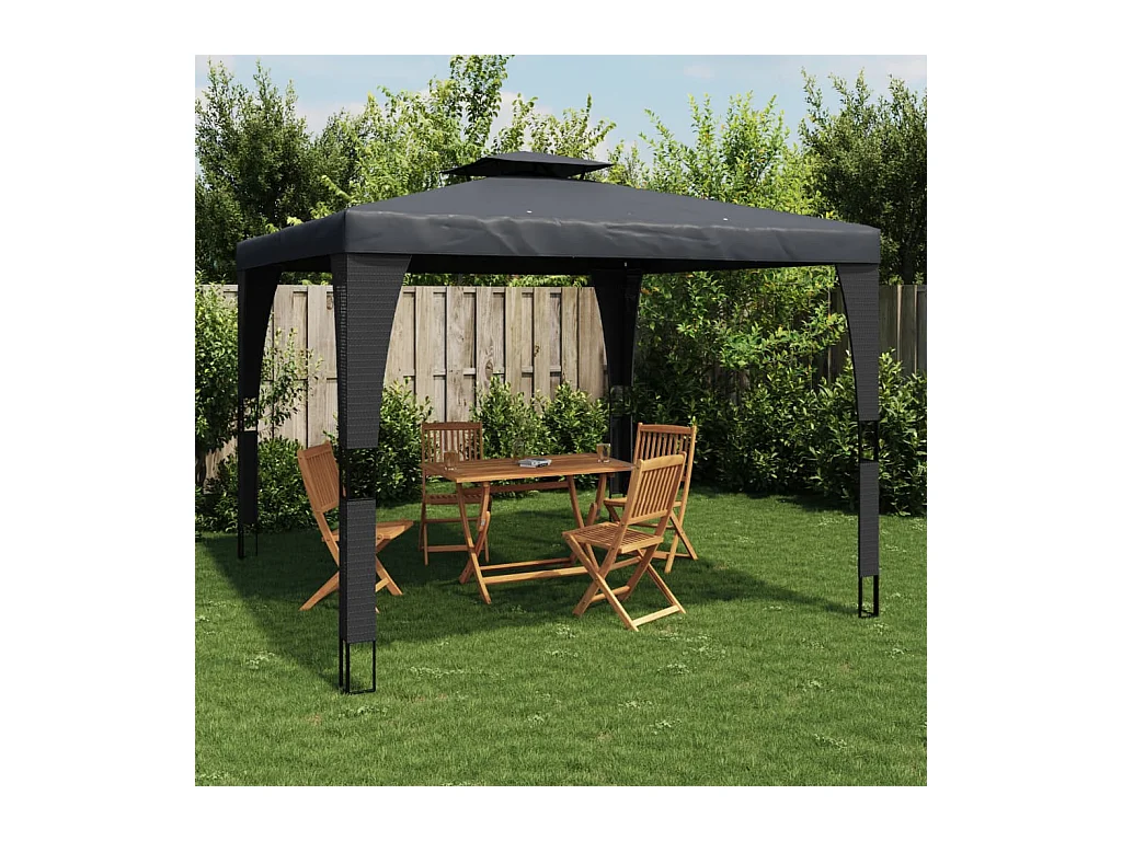 Gazebo doppio tetto antracite 2,98x2,98 m in acciaio