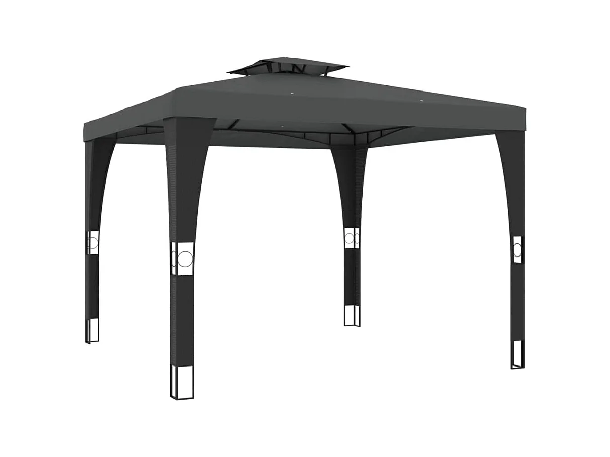 Gazebo doppio tetto antracite 2,98x2,98 m in acciaio