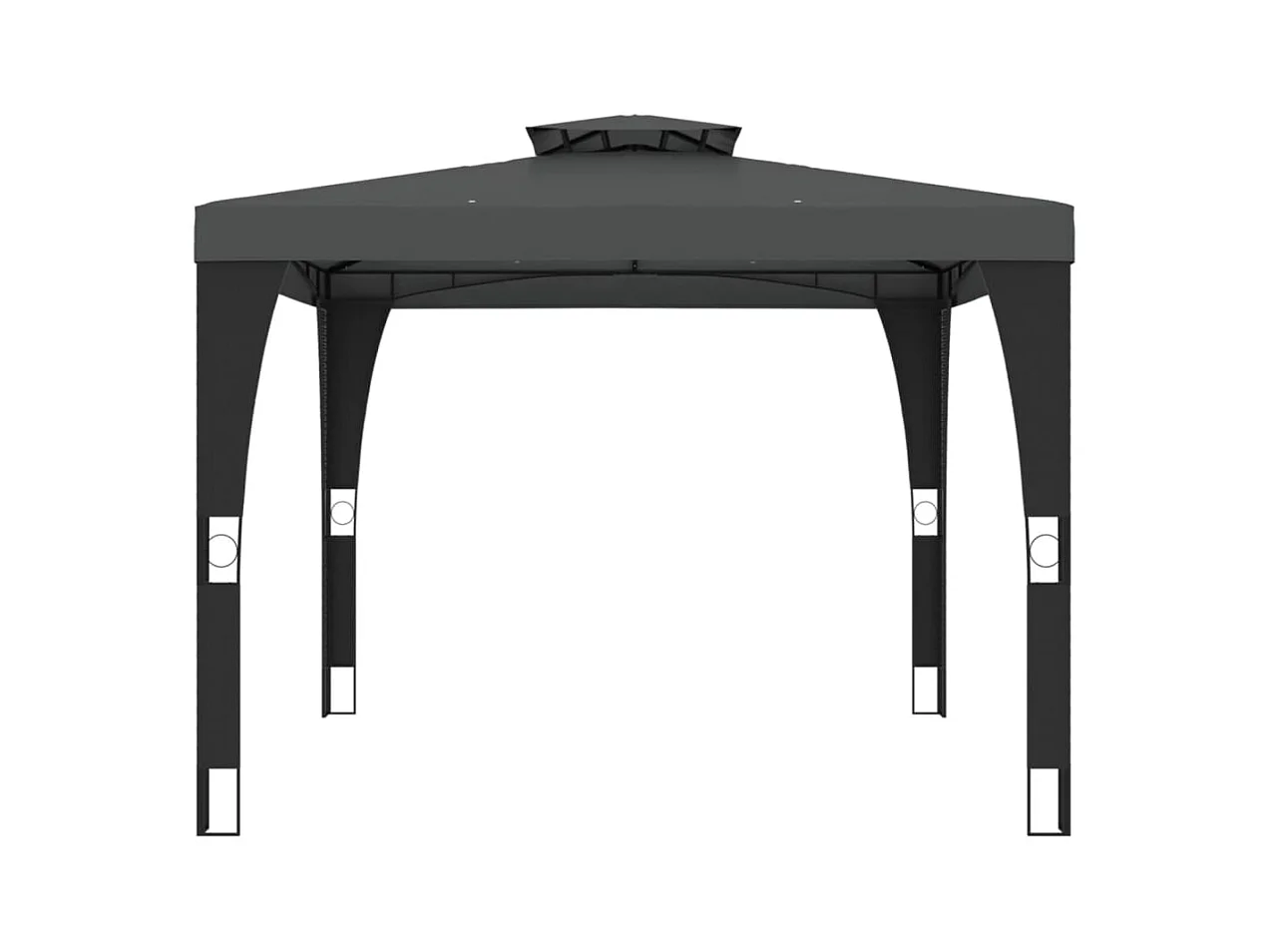 Gazebo doppio tetto antracite 2,98x2,98 m in acciaio