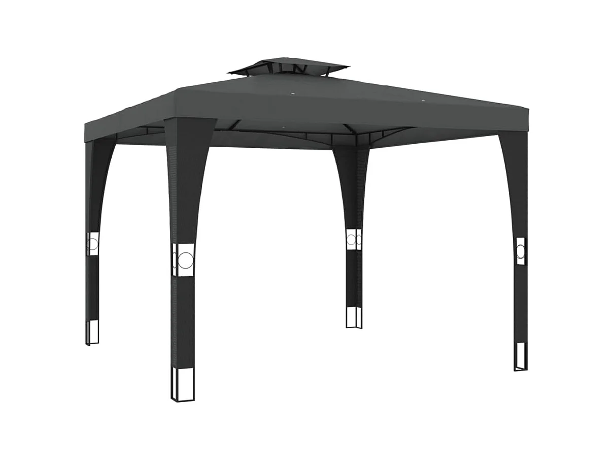 Gazebo doppio tetto antracite 2,98x2,98 m in acciaio