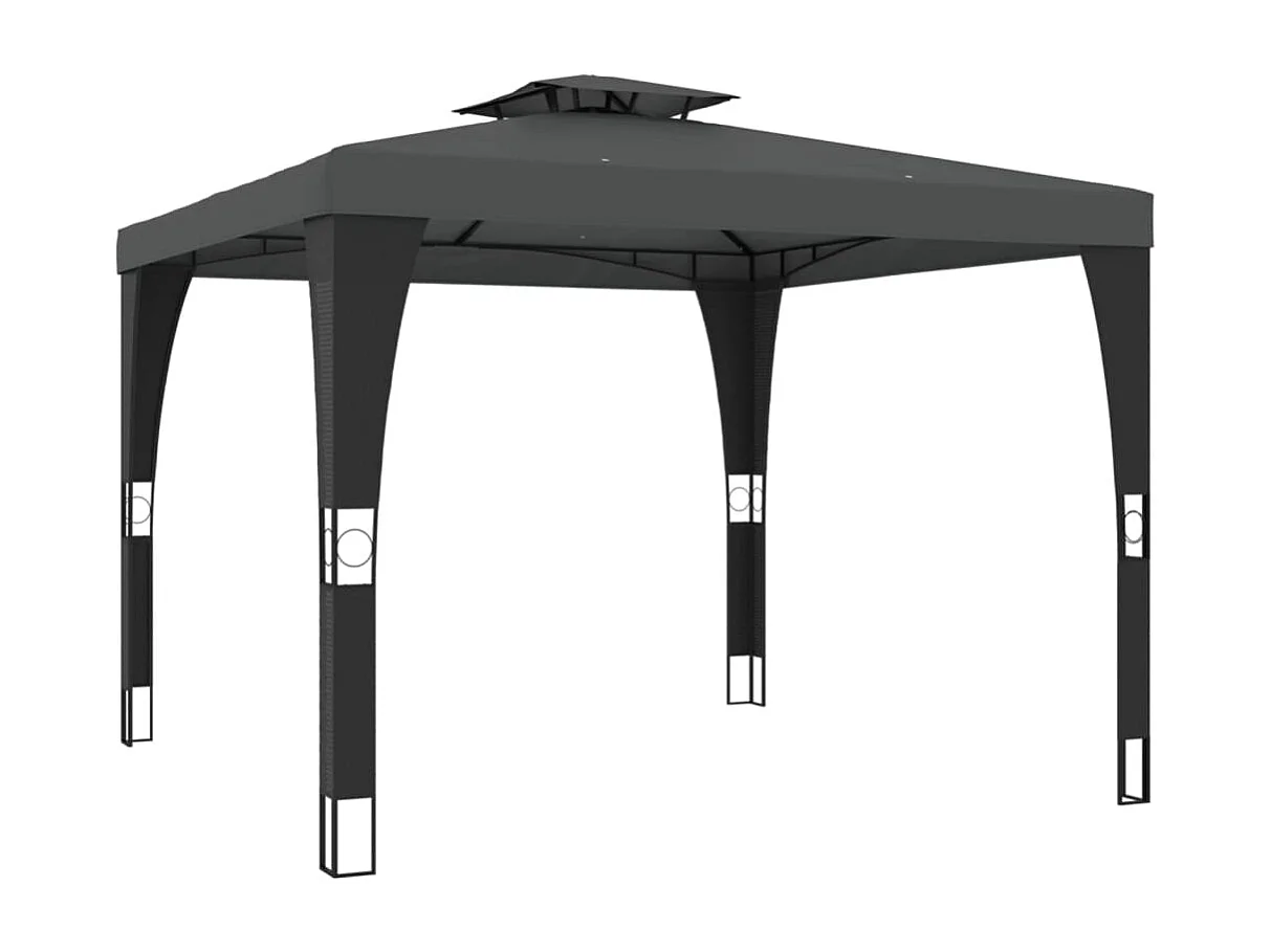 Cenador de doble techo antracita 2,98x2,98 m de acero