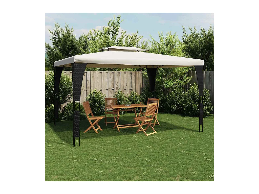 Cenador de doble techo crema 3,98x2,98 m acero