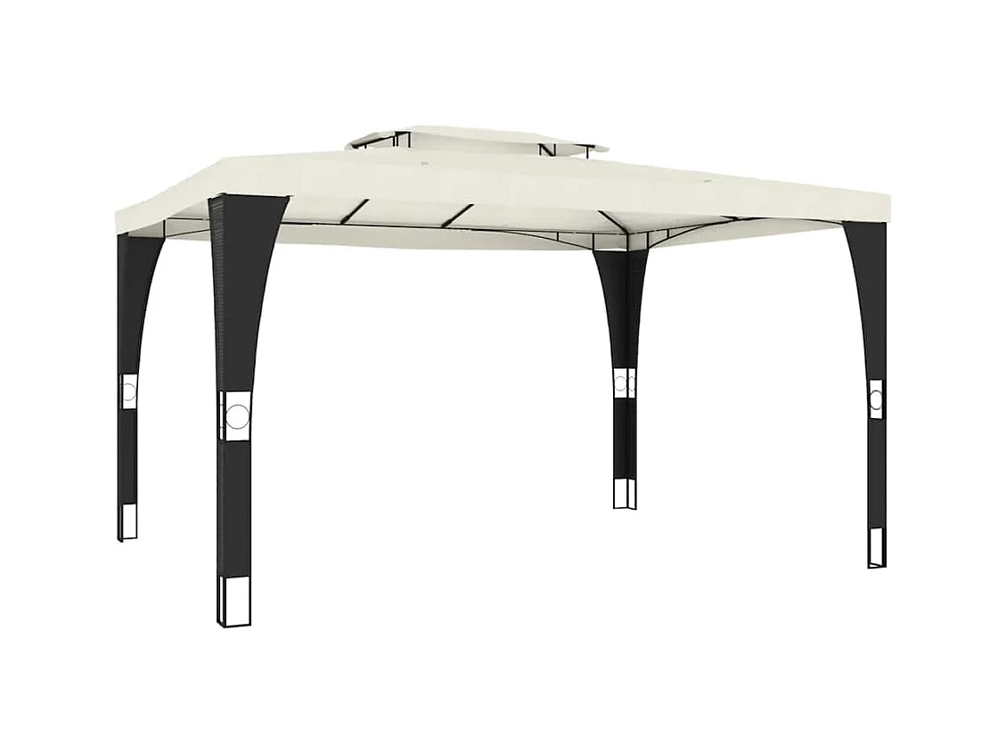 Cenador de doble techo crema 3,98x2,98 m acero