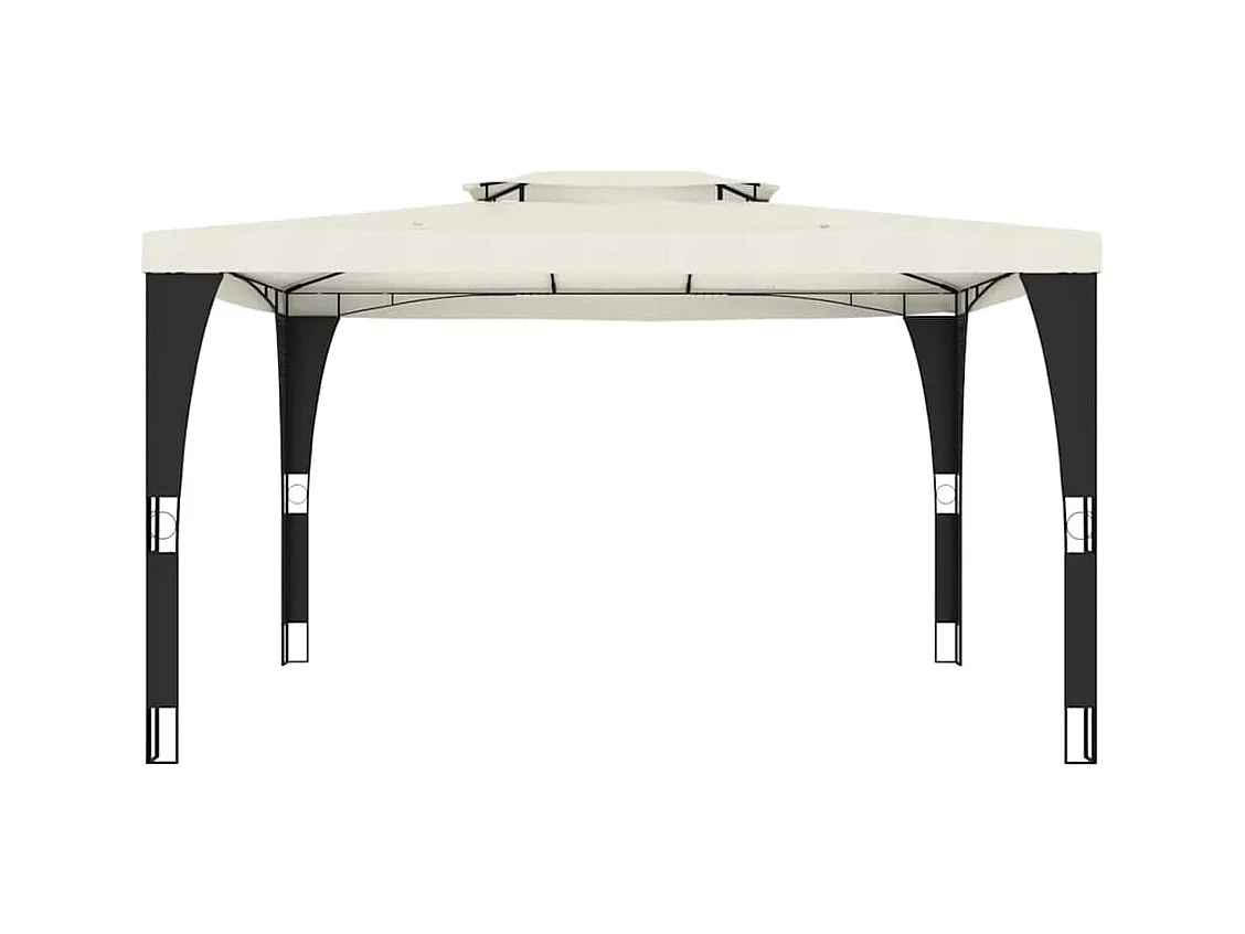 Cenador de doble techo crema 3,98x2,98 m acero