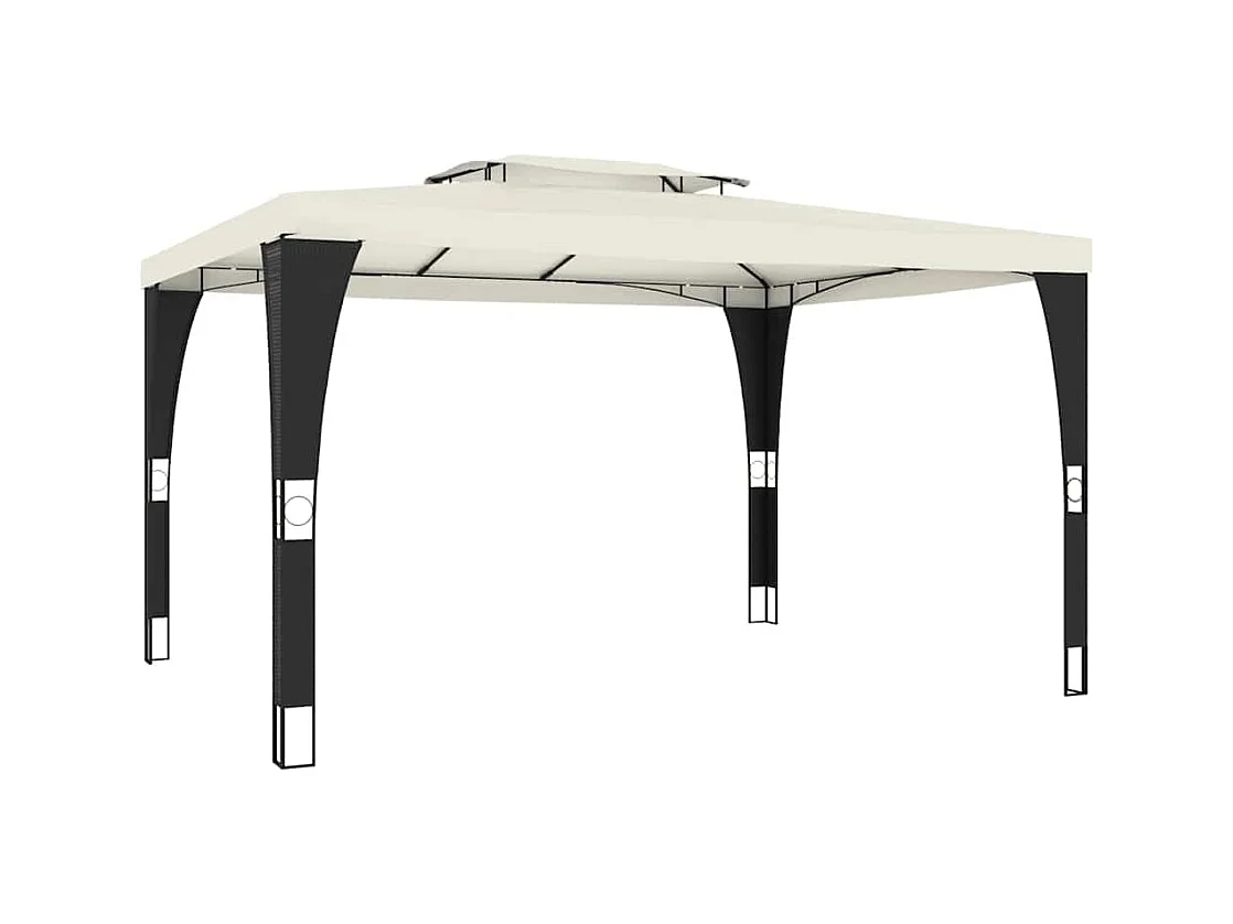 Cenador de doble techo crema 3,98x2,98 m acero