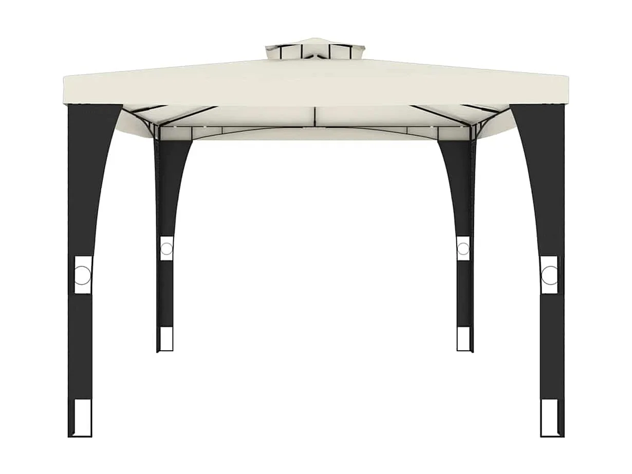 Cenador de doble techo crema 3,98x2,98 m acero