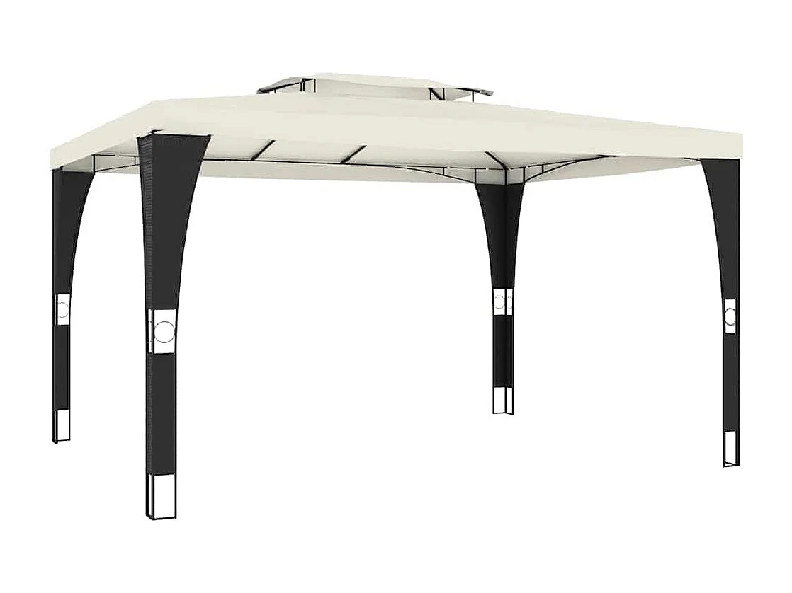 Cenador de doble techo crema 3,98x2,98 m acero