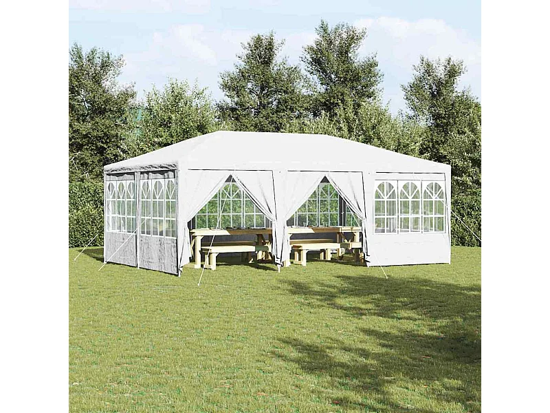 Carpa para fiestas blanca 600 x 400 x 266 cm poliéster y acero