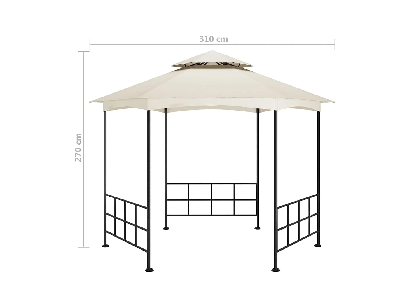 Belvédère avec parois 3,1x2,7 m Crème