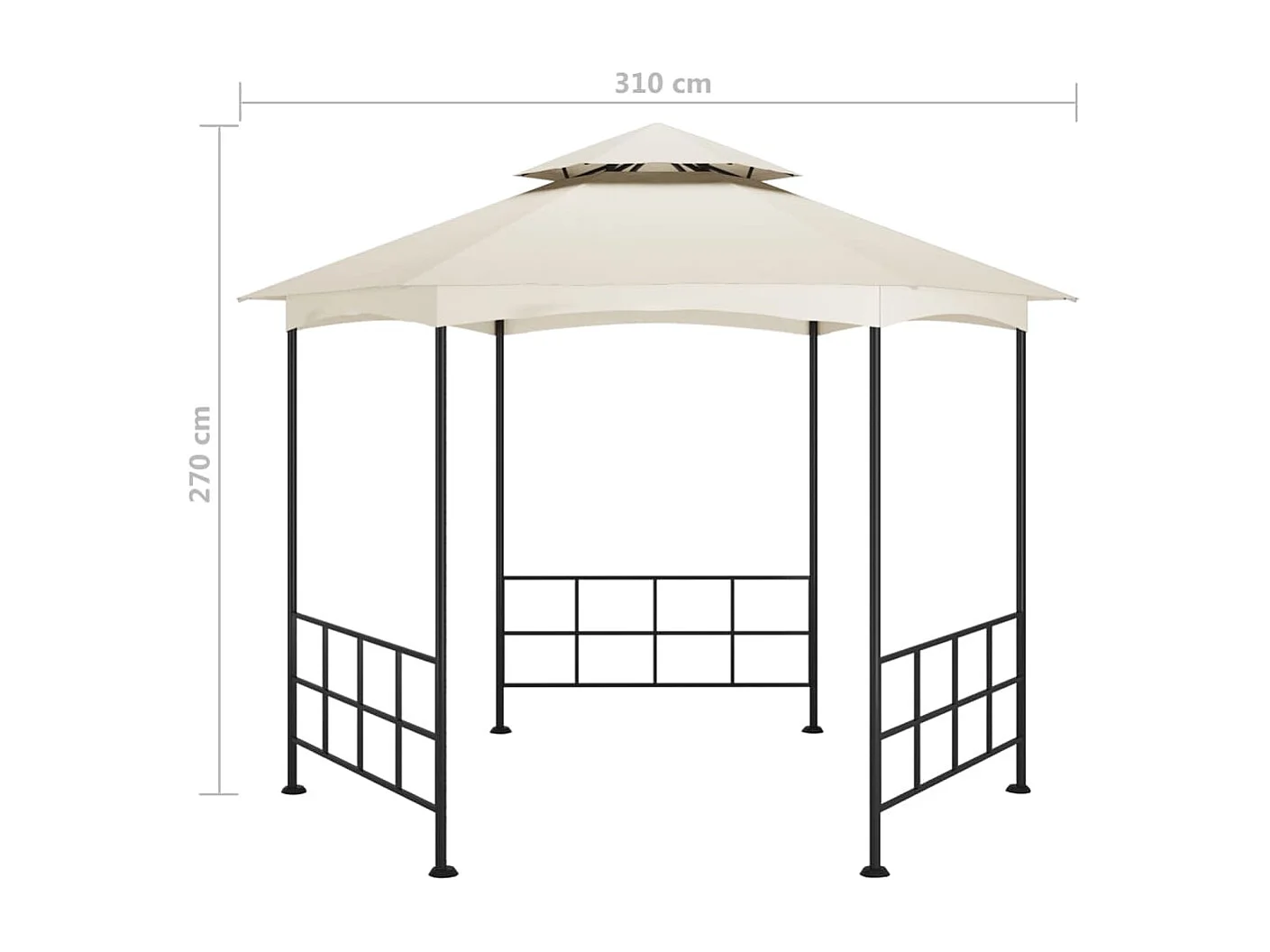 Belvédère avec parois 3,1x2,7 m Crème