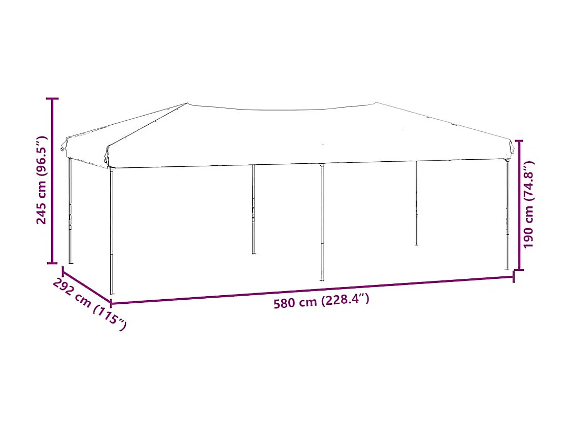 Carpa de recepción plegable con paredes Antracita 3x6 m