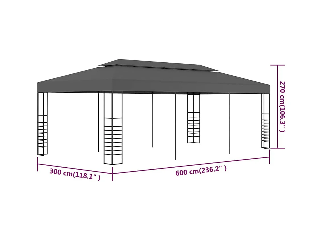 Tuinprieel 3 x 6 m Antraciet