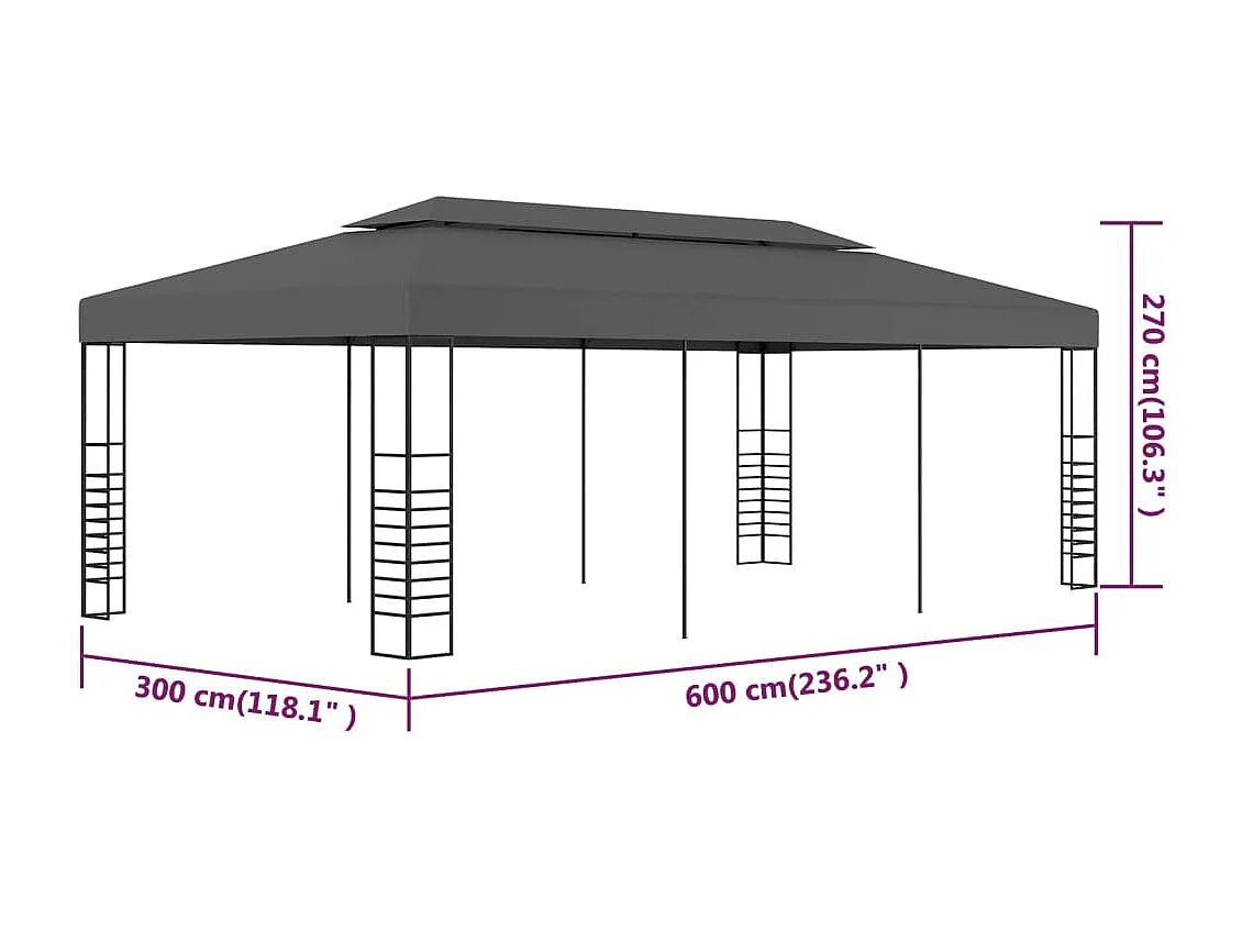 Tonnelle de jardin 3 x 6 m Anthracite