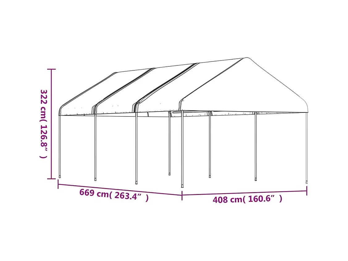 Gazebo con tetto bianco 6,69x4,08x3,22 m in polietilene