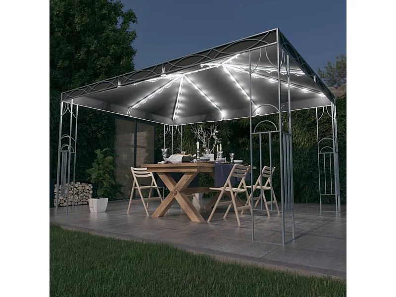 Gazebo met LED-lichtkrans 400x300 cm Antraciet