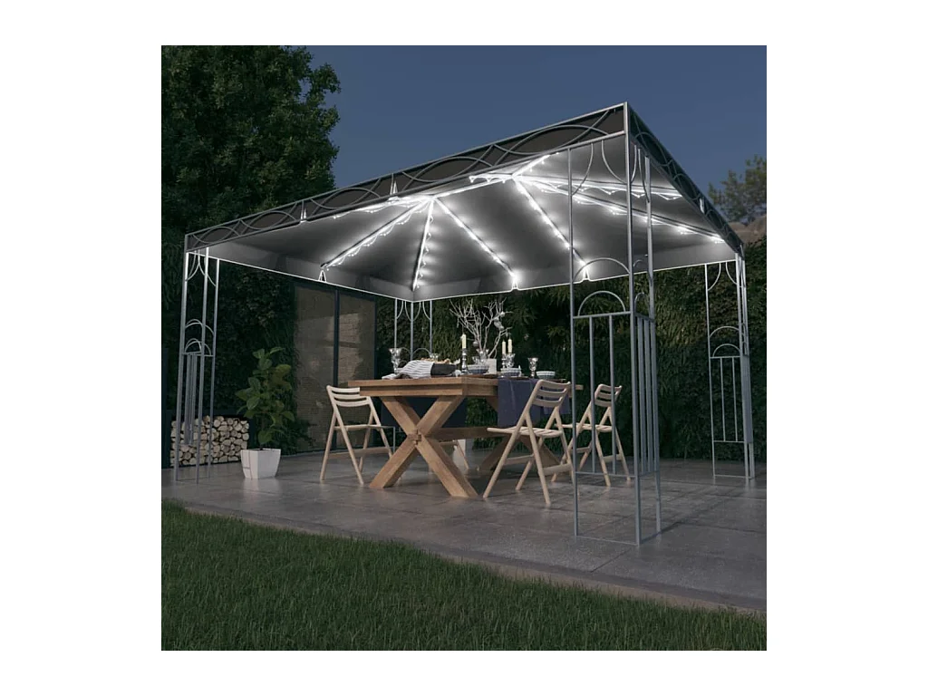 Gazebo con ghirlanda luminosa a LED 400x300 cm Antracite