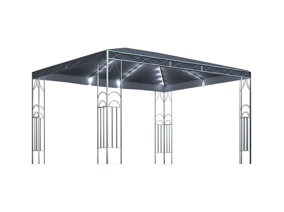 Gazebo con ghirlanda luminosa a LED 400x300 cm Antracite