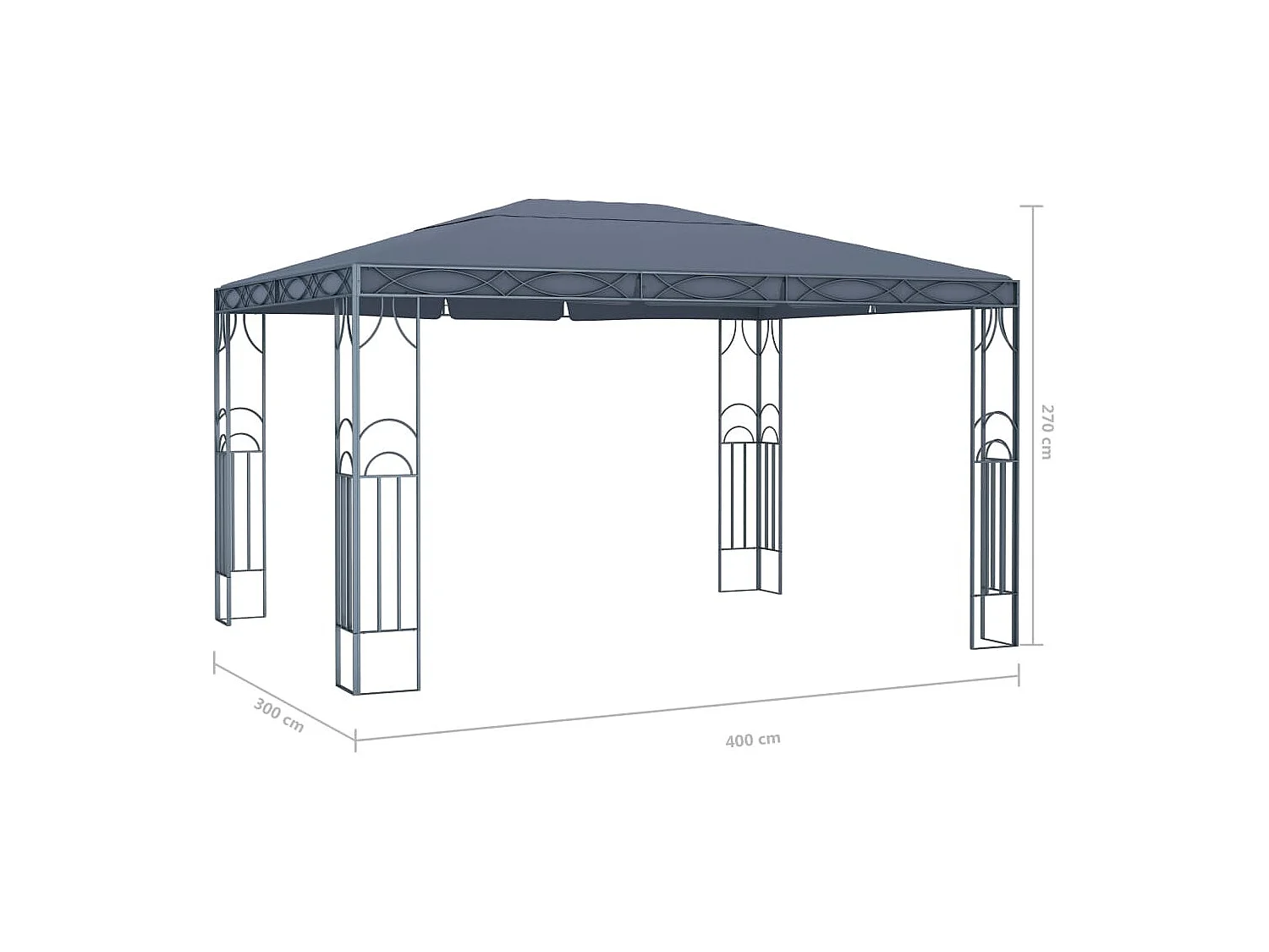Cenador con guirnalda de luces LED 400x300 cm Antracita
