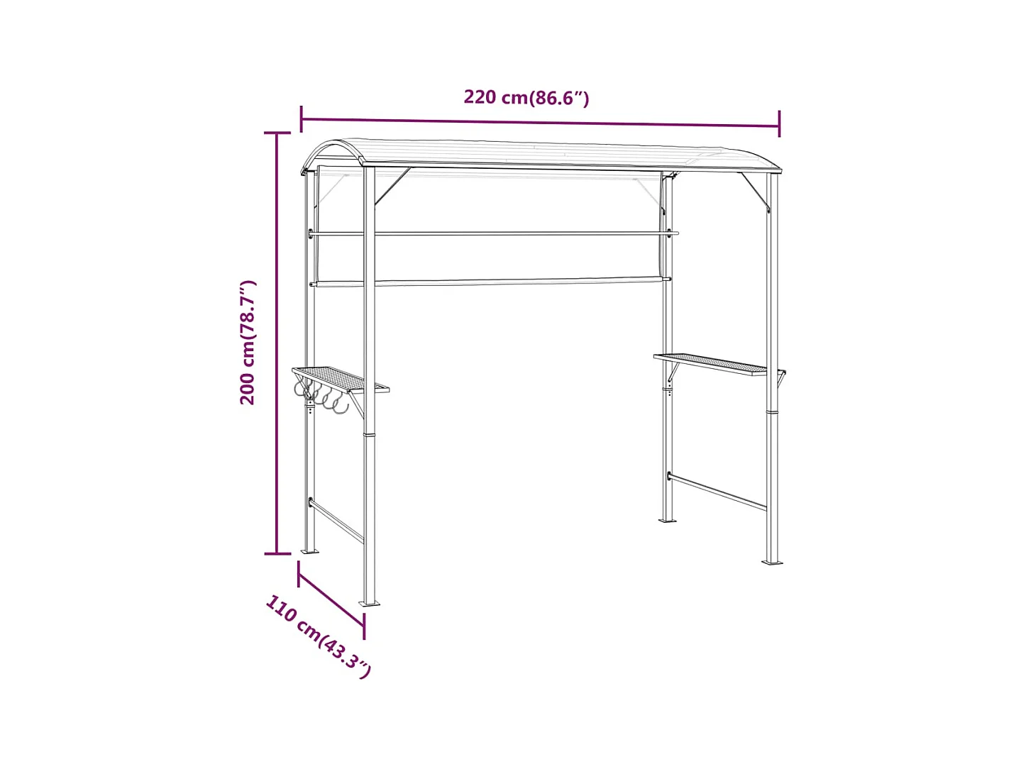 Belvédère avec toit 220x110x200 cm Anthracite