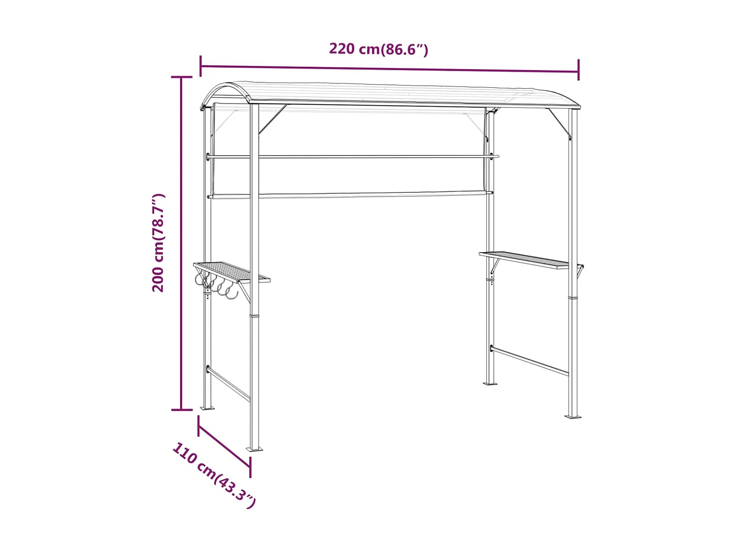 Belvédère avec toit 220x110x200 cm Anthracite