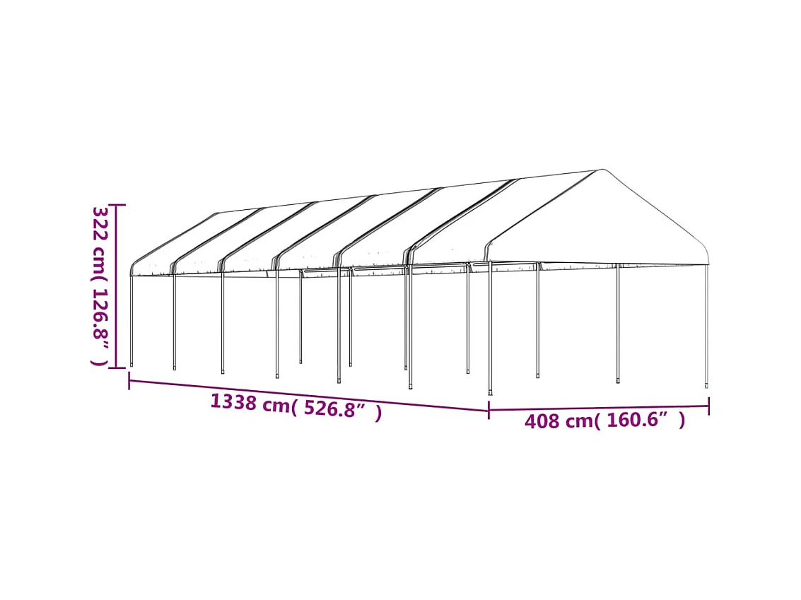 Gazebo con techo blanco 13,38x4,08x3,22 m polietileno