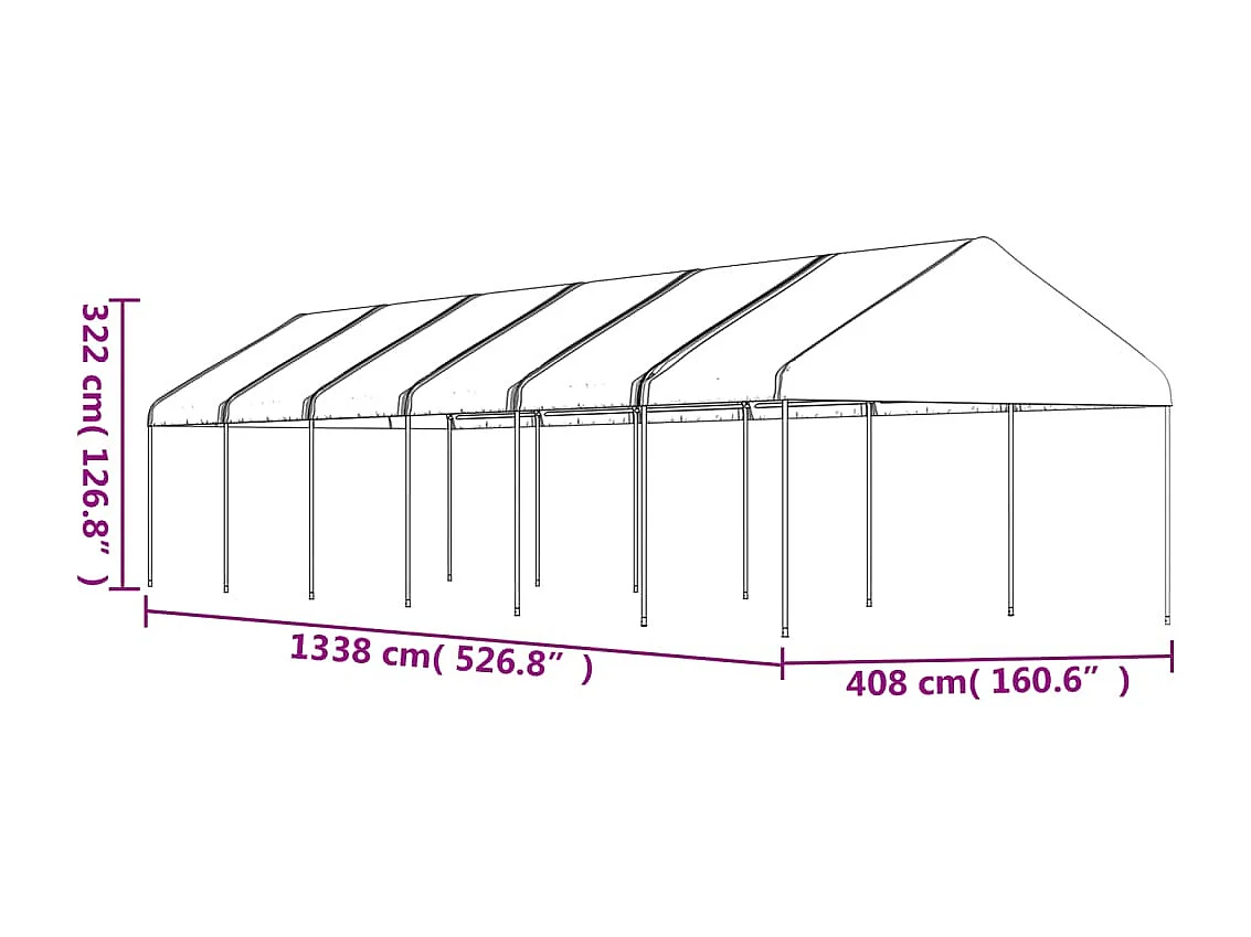 Gazebo con techo blanco 13,38x4,08x3,22 m polietileno