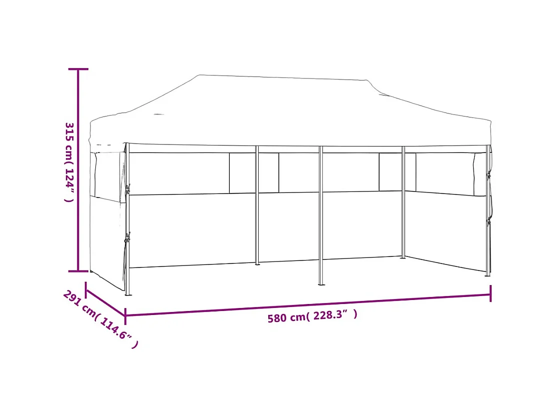 Carpa de recepción plegable con paredes 3 x 6 m Acero Blanco