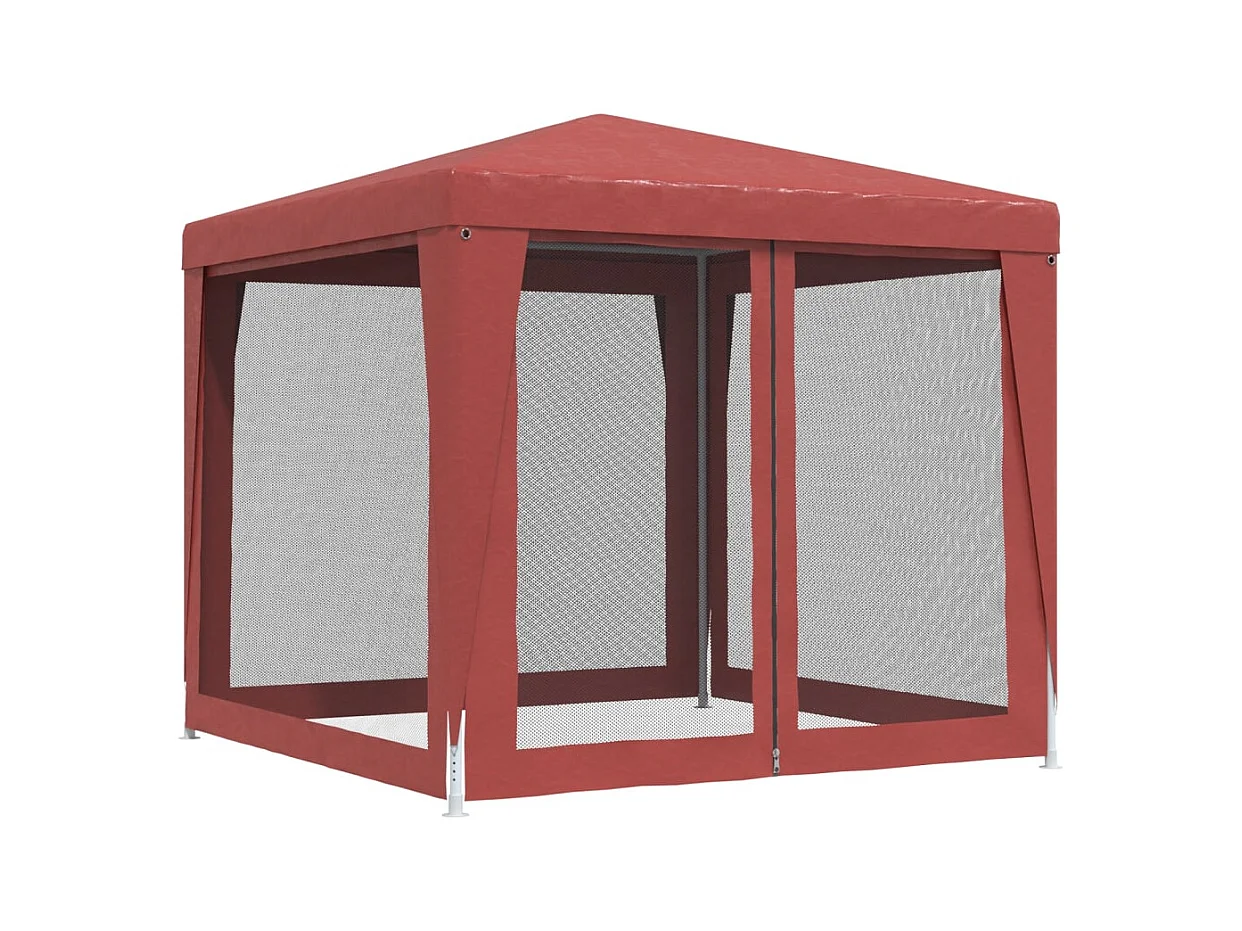 Carpa para fiestas con 4 paredes laterales de malla Roja 2,5x2,5 m