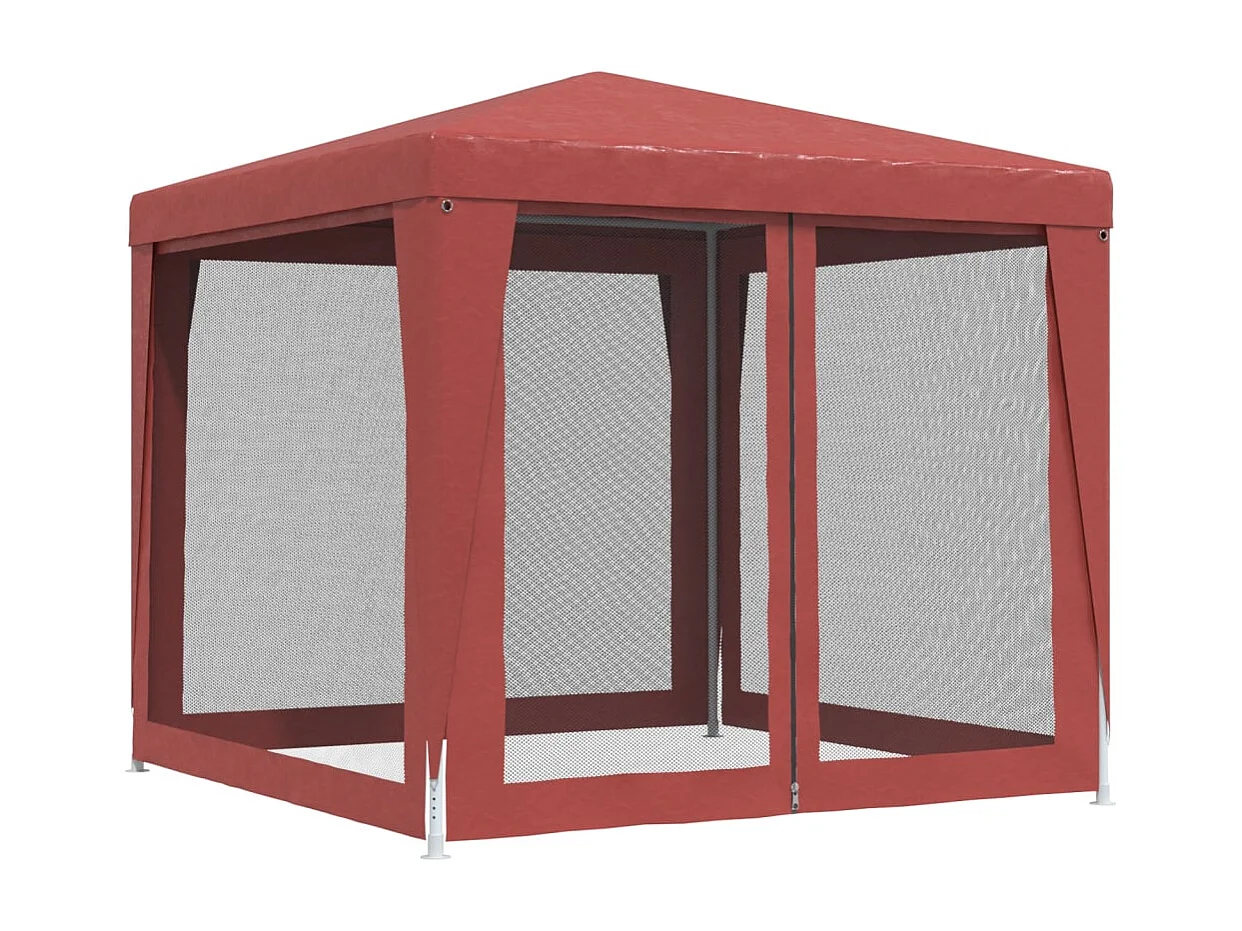 Carpa para fiestas con 4 paredes laterales de malla Roja 2,5x2,5 m