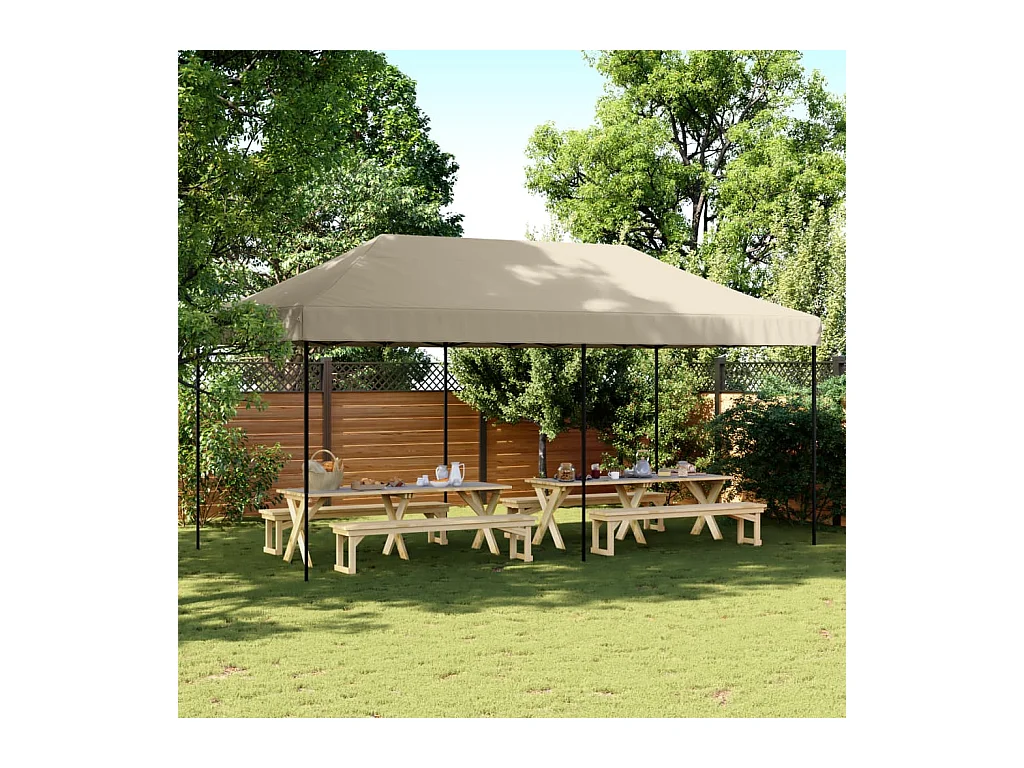 Carpa de recepción plegable retráctil color topo 580x292x315 cm