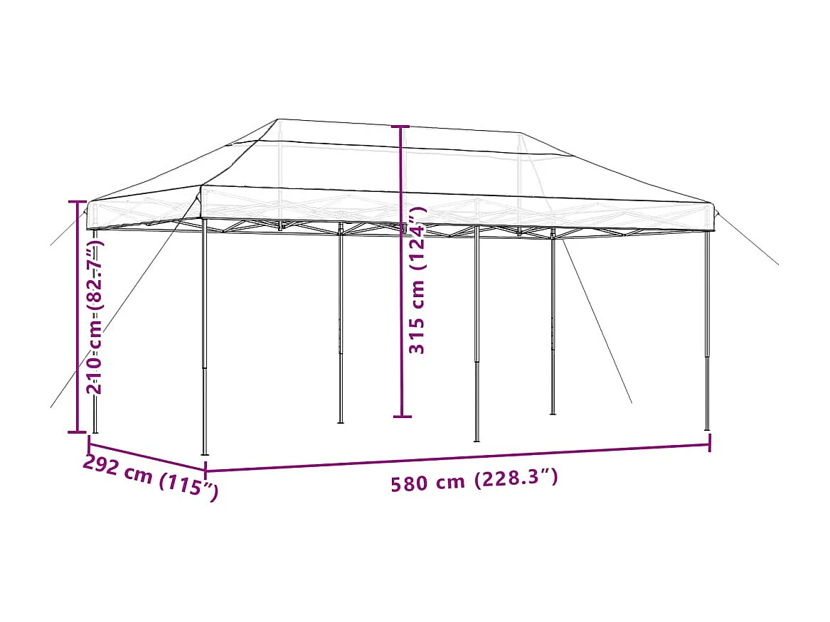 Carpa de recepción plegable retráctil color topo 580x292x315 cm