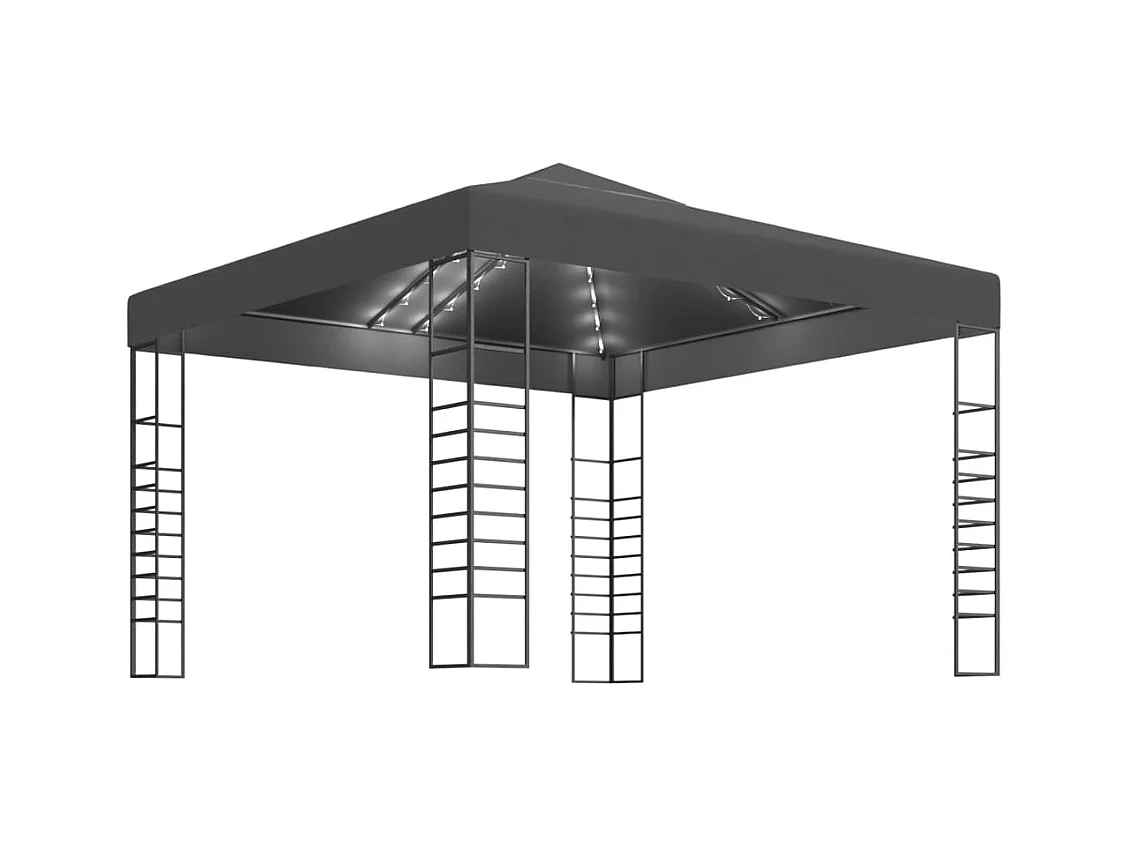 Gartenzelt mit LED-Beleuchtung 3x3 m Anthrazit