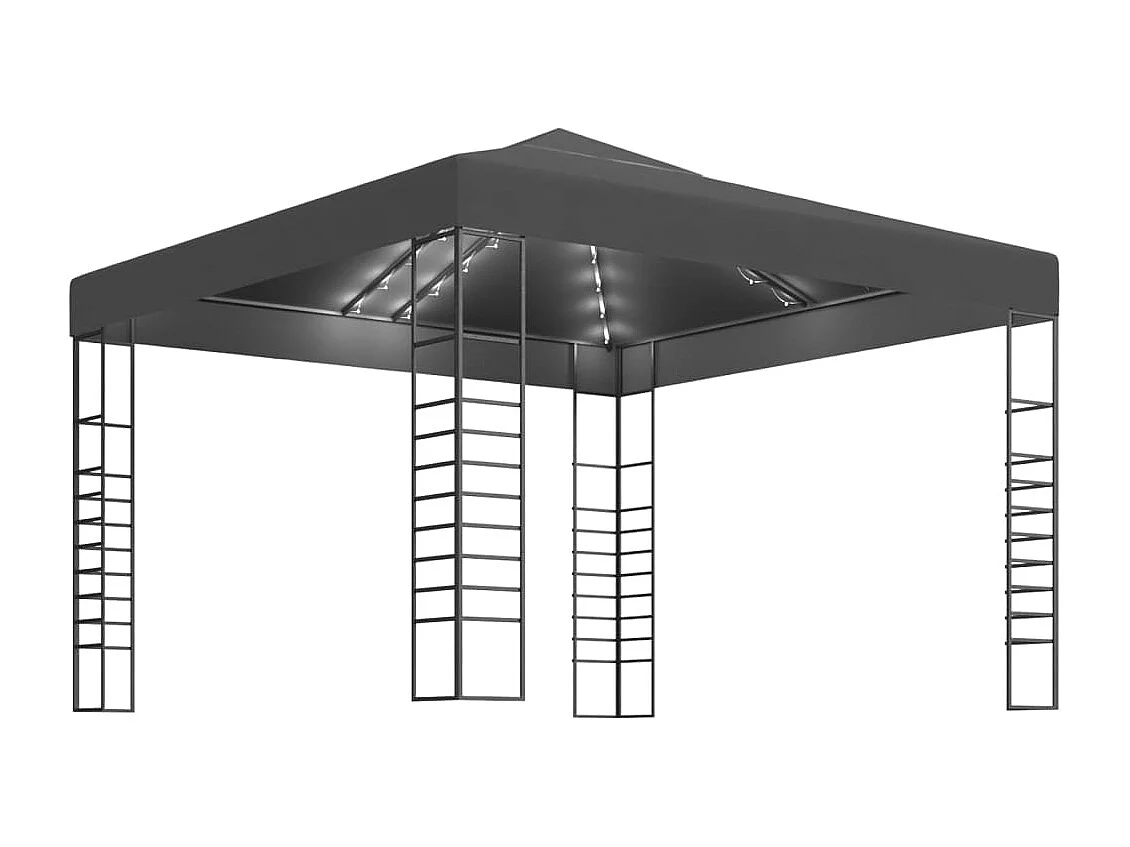 Gazebo da giardino con luci LED 3x3 m Antracite