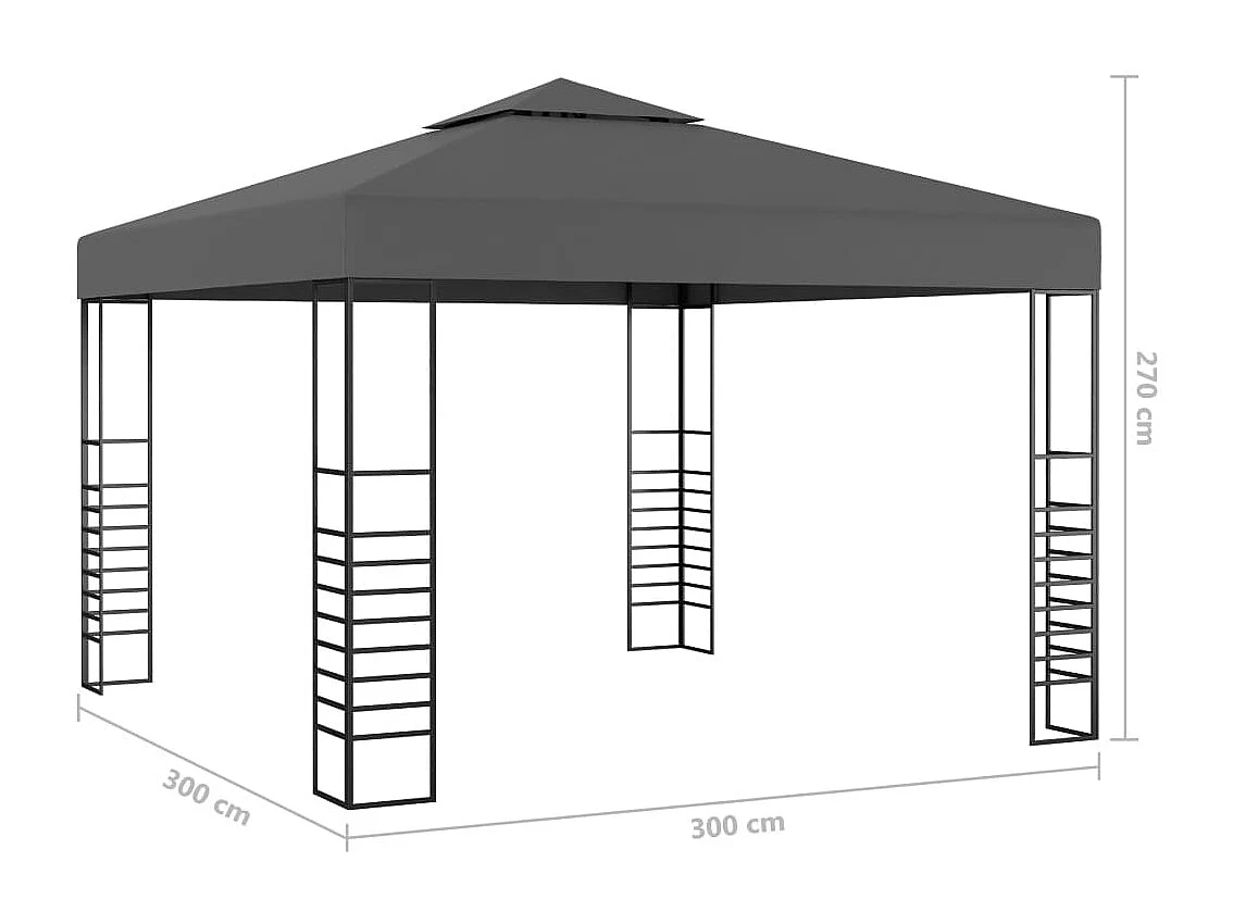 Gazebo da giardino con luci LED 3x3 m Antracite