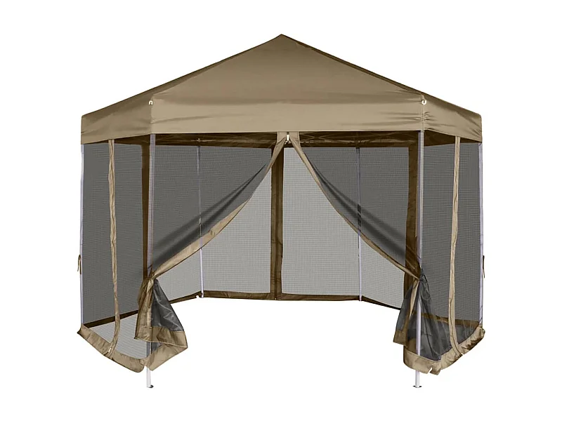 Zeshoekige tent en zijwanden 3,6x3,1 m taupe 220g/m²