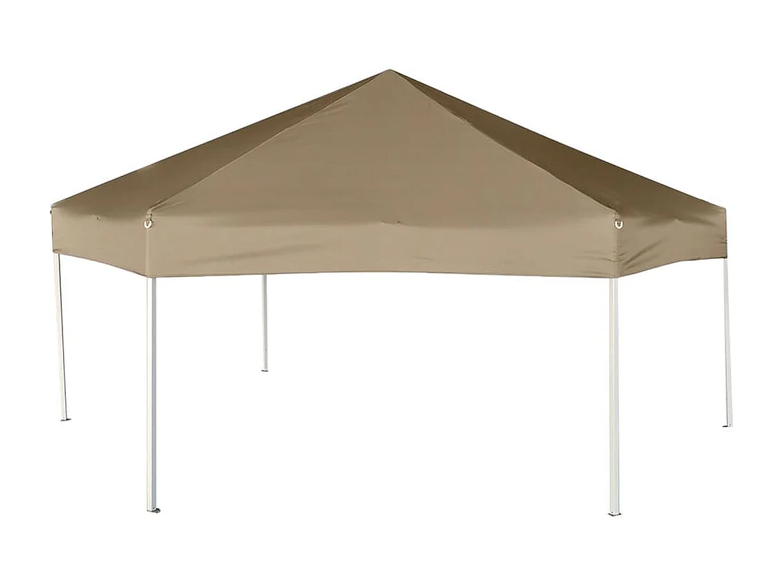 Tendone esagonale e pareti laterali 3,6x3,1 m tortora 220 g/m²