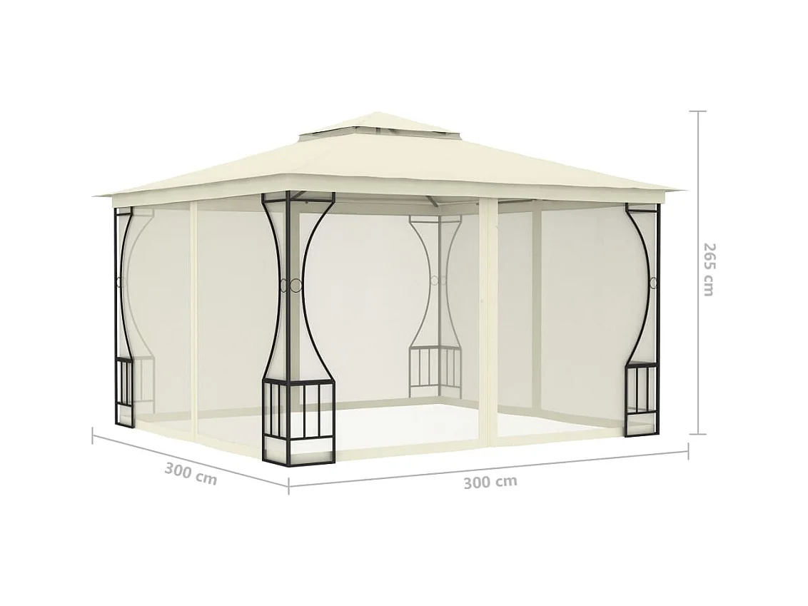 Cenador con mosquitera 300x300x265 cm Crema