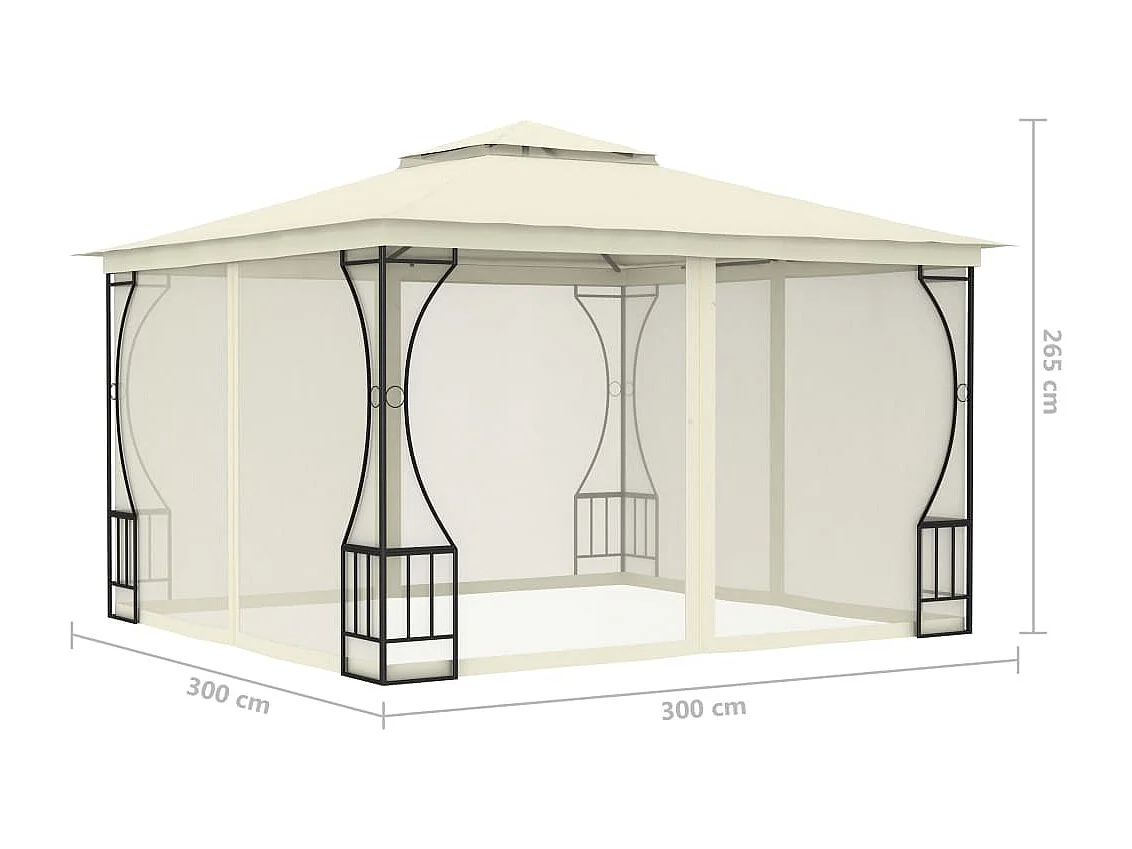 Cenador con mosquitera 300x300x265 cm Crema