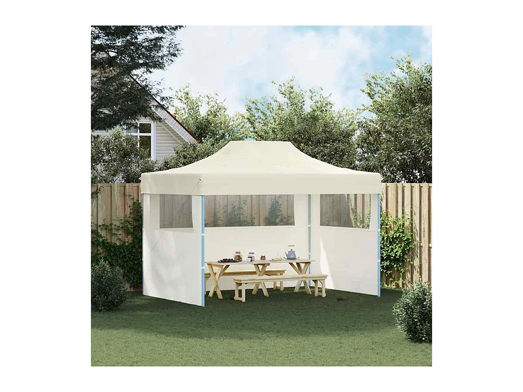 Carpa de recepción plegable de 3 paredes 3x4 m Acero Crema