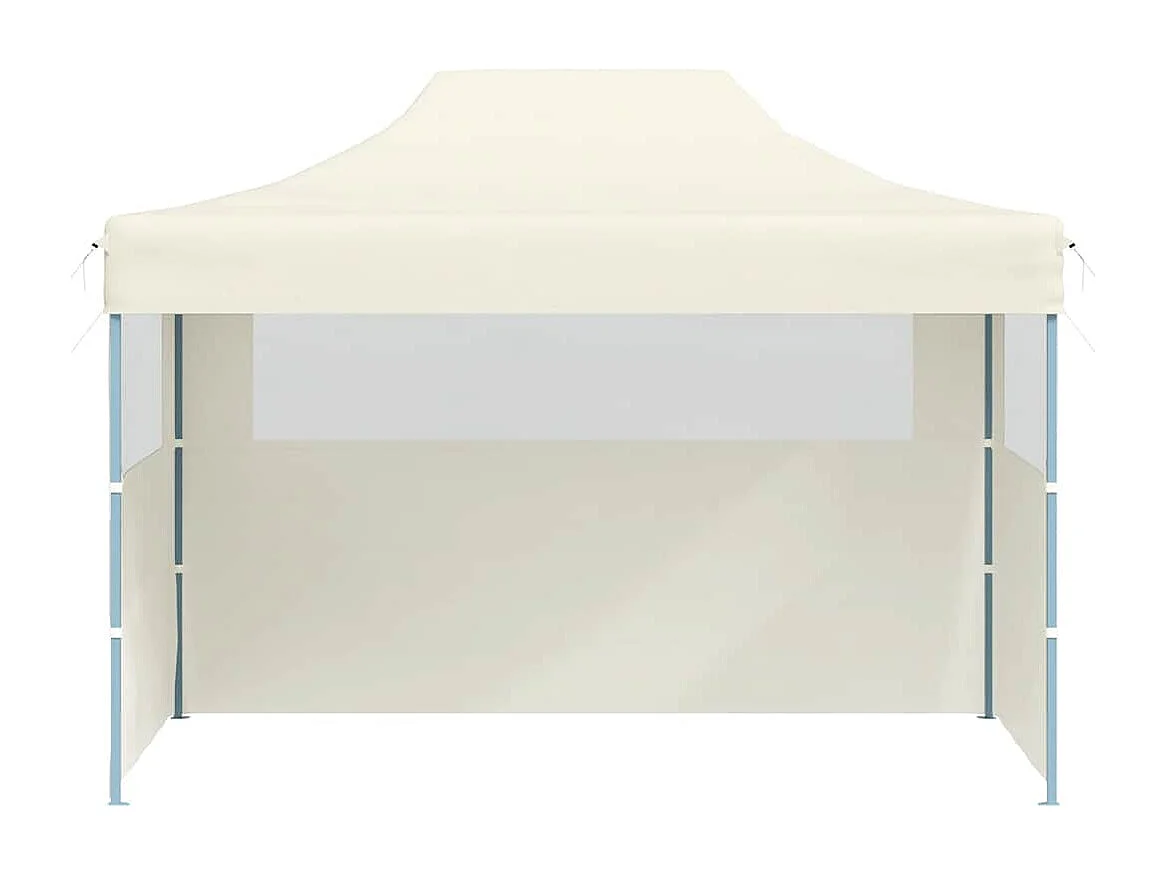 Tenda pieghevole per ricevimenti a 3 pareti 3x4 m Acciaio Crema