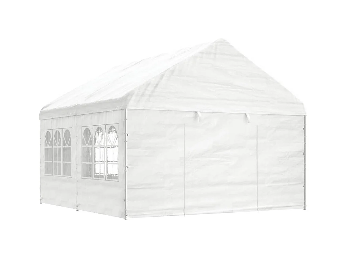 Gazebo con techo blanco 4,46x4,08x3,22 m polietileno