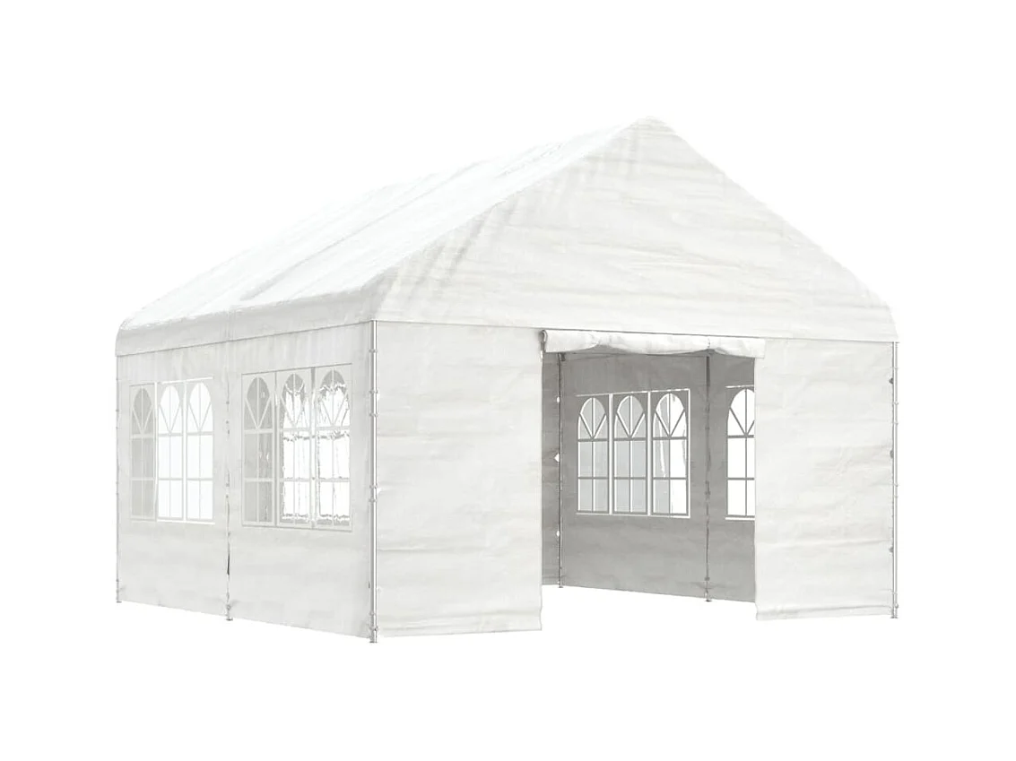 Gazebo con techo blanco 4,46x4,08x3,22 m polietileno