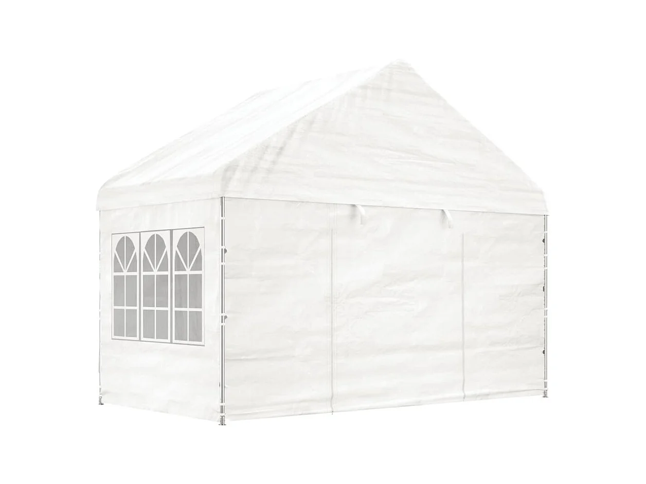 Gazebo con techo blanco 4,46x4,08x3,22 m polietileno