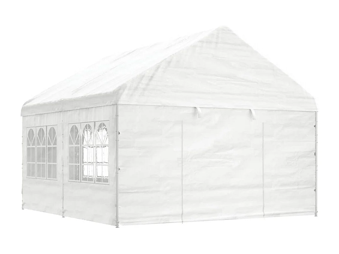 Gazebo con techo blanco 4,46x4,08x3,22 m polietileno