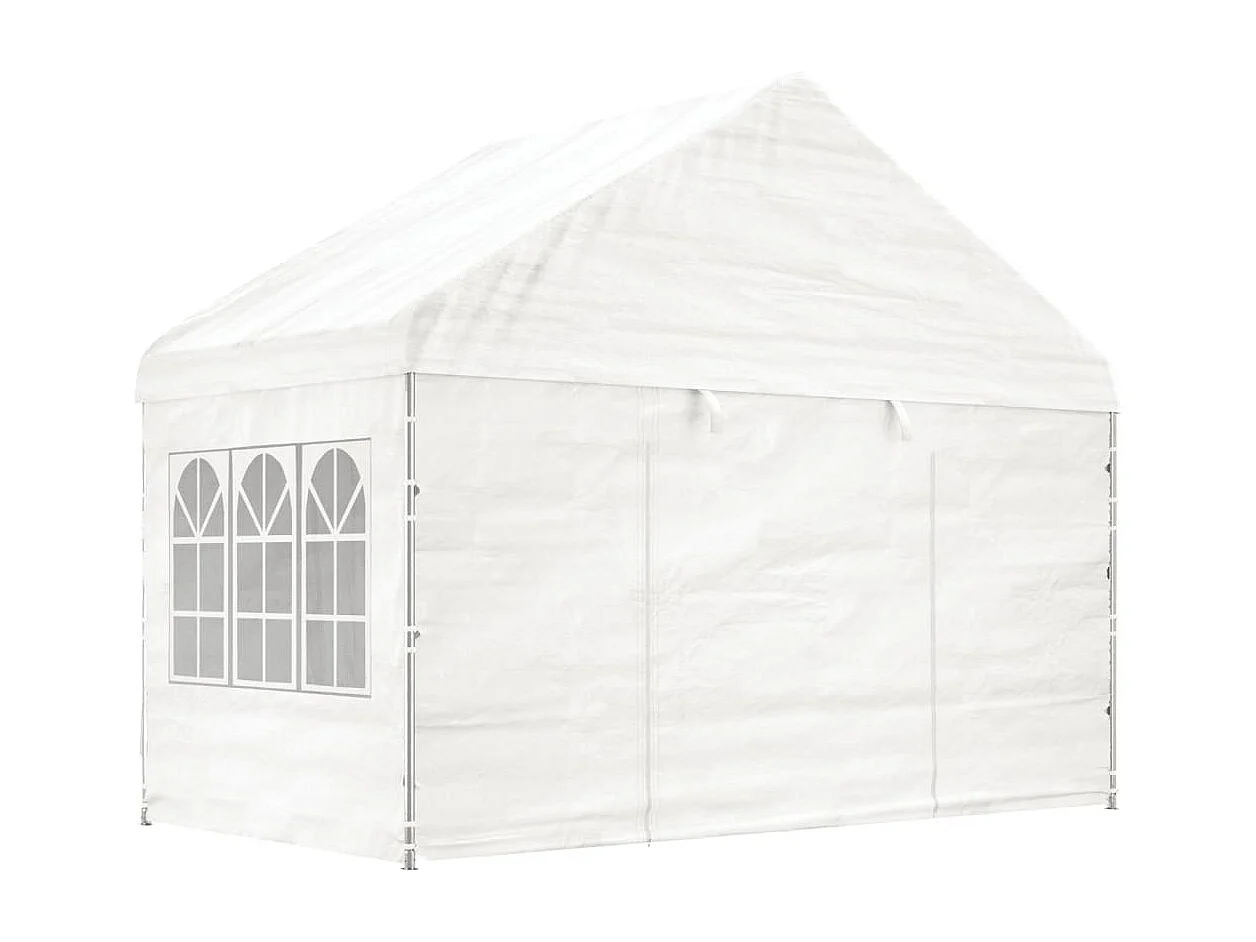 Gazebo con techo blanco 4,46x4,08x3,22 m polietileno