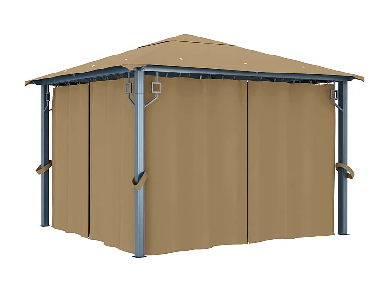 Cenador con cortina 300x300 cm Aluminio Taupe