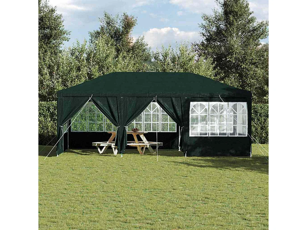 Tenda per feste verde e bianca 600 x 400 x 266 cm